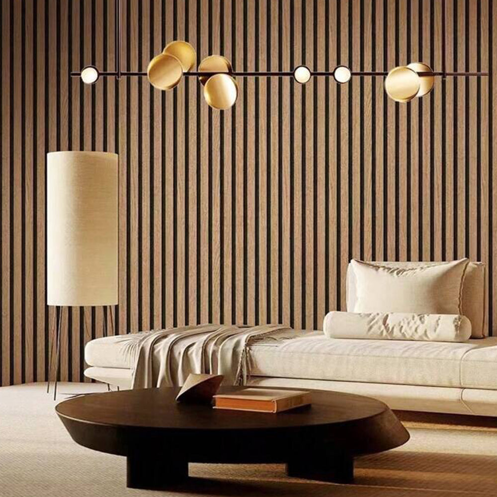 2 Pieces PVC Slat Wall Panel with Faux Engineered Wood Grain - Gold