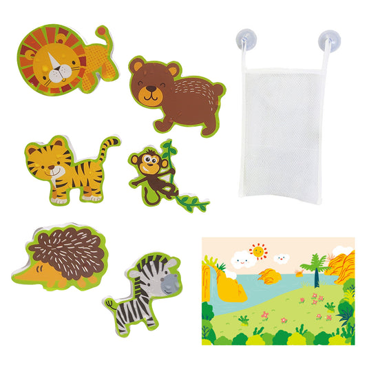 Set of DIY Cartoon Animals Cars Wall Stickers -Brown