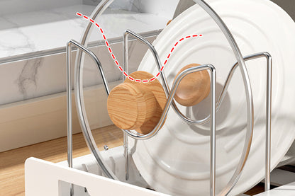 Expandable Pan Organizer Rack Adjustable Compartment Retractable Pot Lid Holder