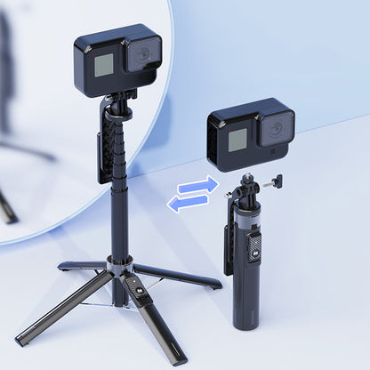 Bluetooth Selfie Stick Tripod 4 Leg Floor Stand with Dual Fill Light-Black