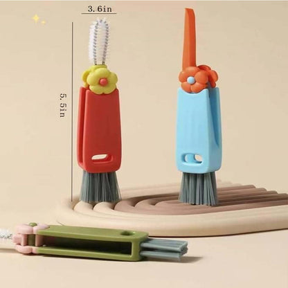 3 in 1 Multifunctional Cleaning Brush Cup Lid Gap Cleaning Brush Set-Green