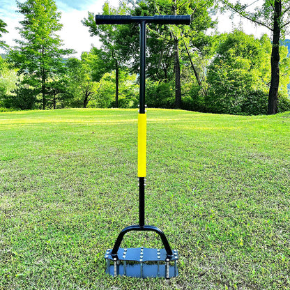 Lawn Aerator Tool Manual Dethatcher with 18 Steel Tines for Garden Yard Turf