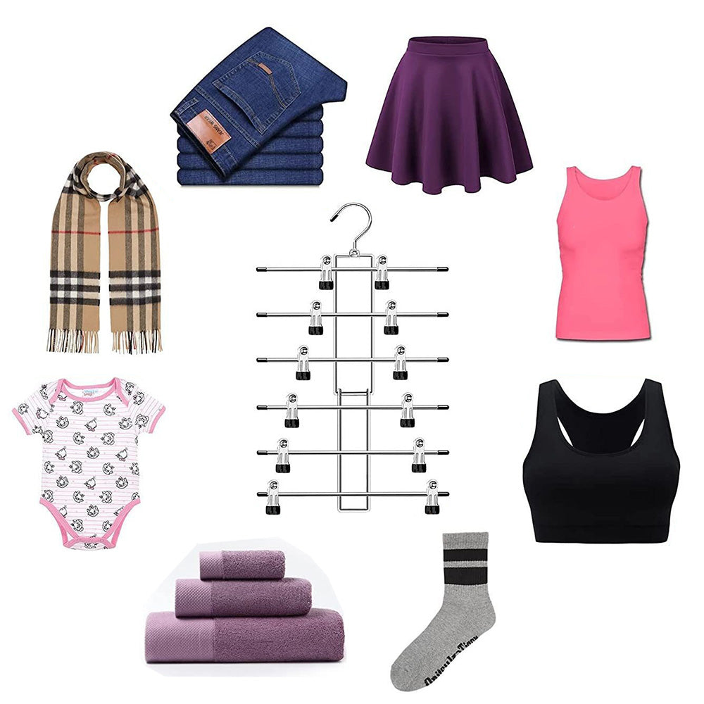 Space Saving Hanging Pants Organizer with 12 Clips and 360 Degrees Swivel Hook