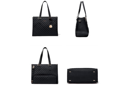 2-in-1 Tote Bag with Insulated Lunch Compartment and Wallet-Black