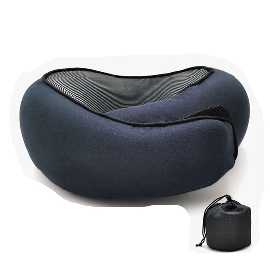 Memory Foam Travel Pillow for Sleep Neck Pillow with Storage Bag Navy