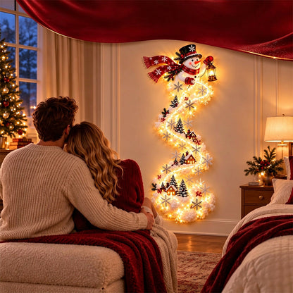 2D Acrylic Christmas Enchanted Path Wall Light  Warm White Wall Light - Snowman