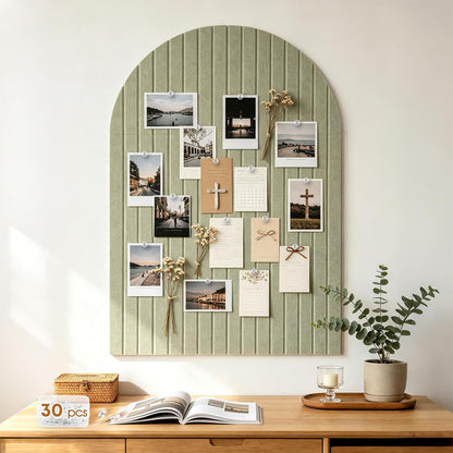 Large Arched Felt Bulletin Board with 30 Push Pins - Green