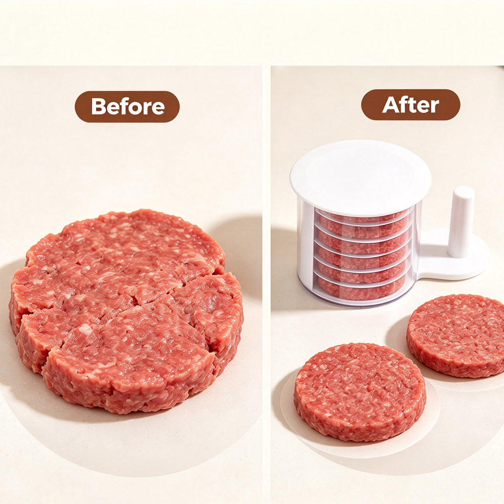 6 Layer Burger Patty Maker with 5 Discs Patty Press for BBQ Homemade Prep