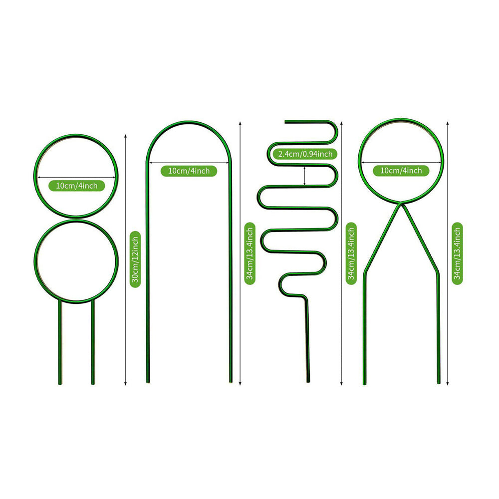 4Pcs Indoor Plant Trellis Metal Potted Houseplant Trellis Climbing Plants Support Stake Green