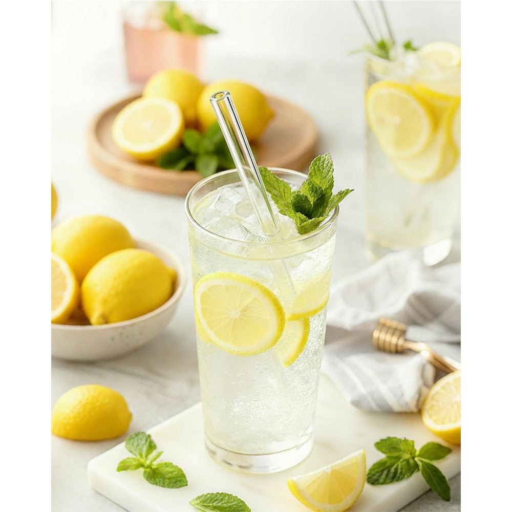16Pcs Glass Straws Reusable Clear Glass Drinking Straws Set for Smoothies Juice