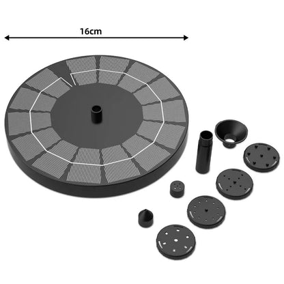 Solar Water Fountain Pump 2.5W with 6 Spray Nozzles for Bird Baths Ponds and Gardens