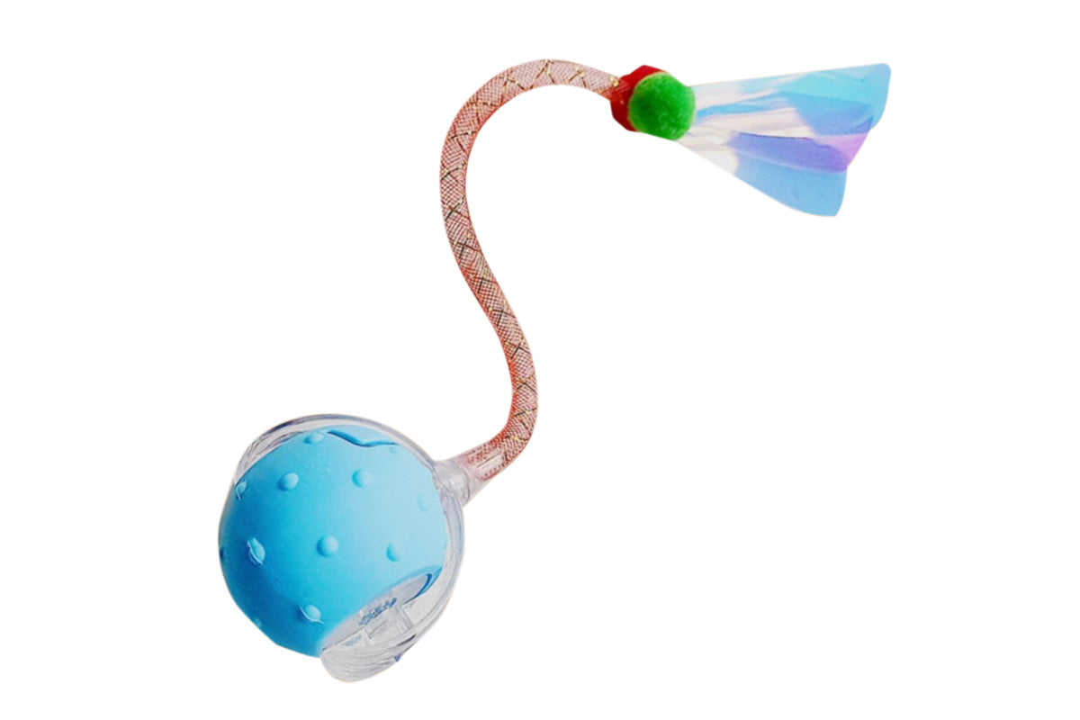 Interactive Cat Toys Ball for Indoor Cats Moving Cat Ball with Elastic Tail -Blue
