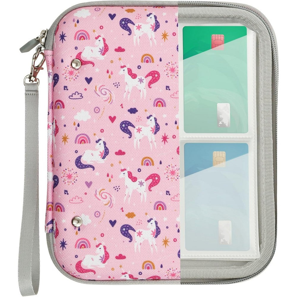Card Case for Yoto Cards 80 Pockets Card Holder with Carry Strap and Zipper-Pink
