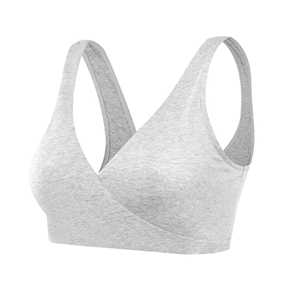 Wireless Cross Front Lounge Bra with Removable Pads - Light Grey