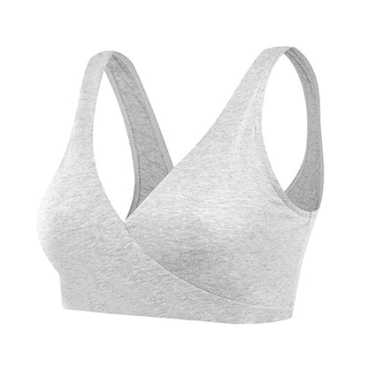 Wireless Cross Front Lounge Bra with Removable Pads - Light Grey