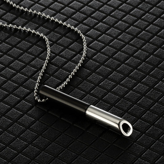Mix-Color Breathing Necklace Stainless Steel Meditation Pendant Black