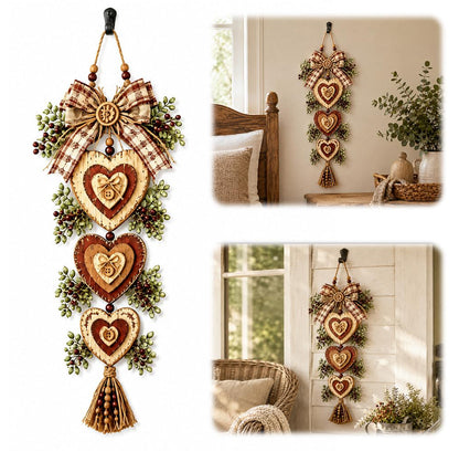 Rustic Engineered Wood Wall Hanging Farmhouse Layered Door Hanging - Heart