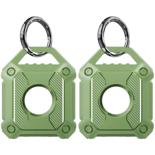 2Pcs For Apple AirTag Protective Case Water-Resistant TPU Full Cover with Key Ring Green