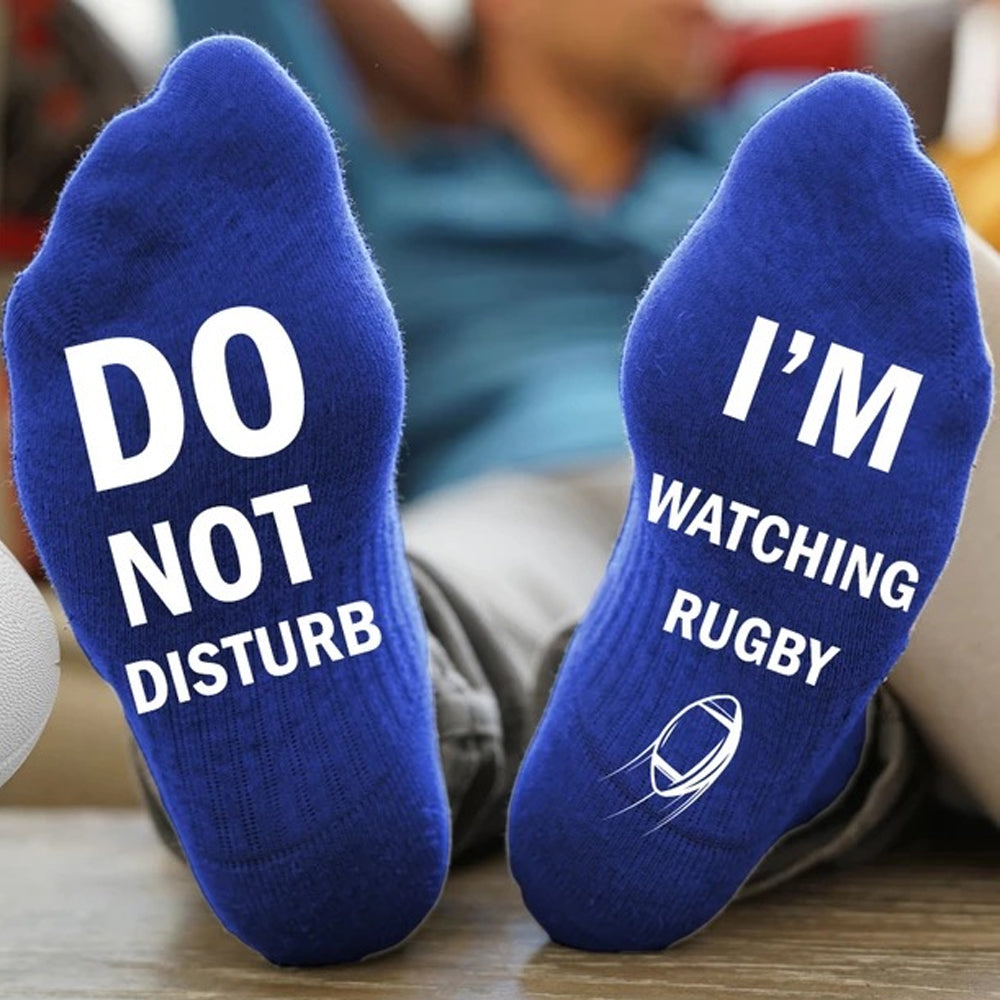 Pair of I'M WATCHING Unisex RUGBY Rugby Socks for Football Lover Blue