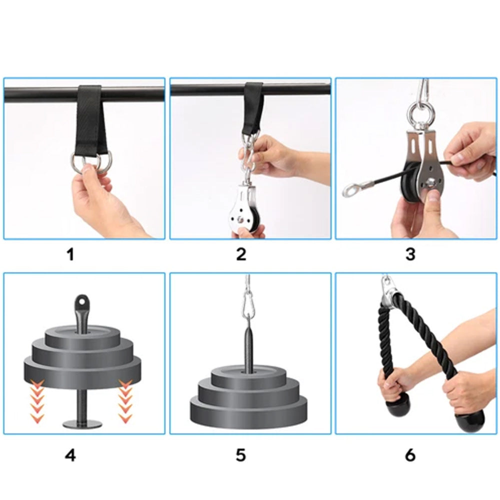 8 Pcs Pulley System Cable Attachment Pull Down Machine DIY Home Gym Workout Kit