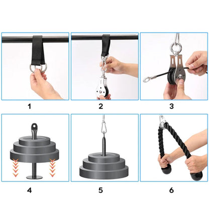8 Pcs Pulley System Cable Attachment Pull Down Machine DIY Home Gym Workout Kit