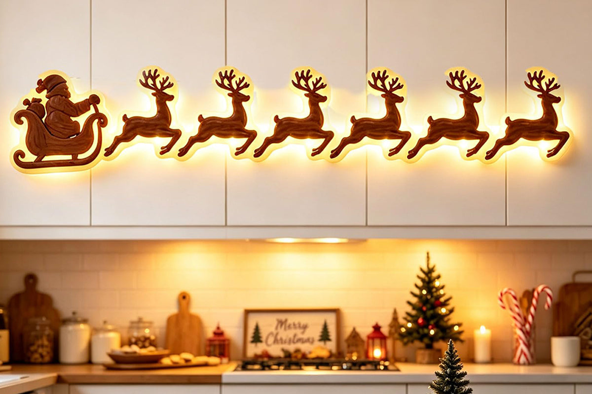 Christmas Glow Silhouette Light 3D LED Warm light Wall Decor - Santa