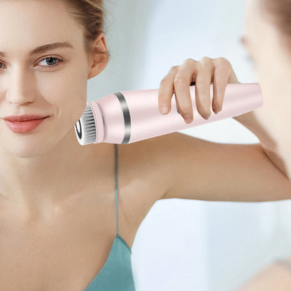 4-in-1 Electric Facial Cleansing Brush Set for Skin Care and Beauty Pink