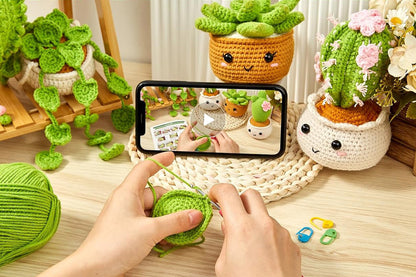 6 Pack Hanging Potted Plants Craft Knitting Knitting Kits With  Hooks Yarn Set