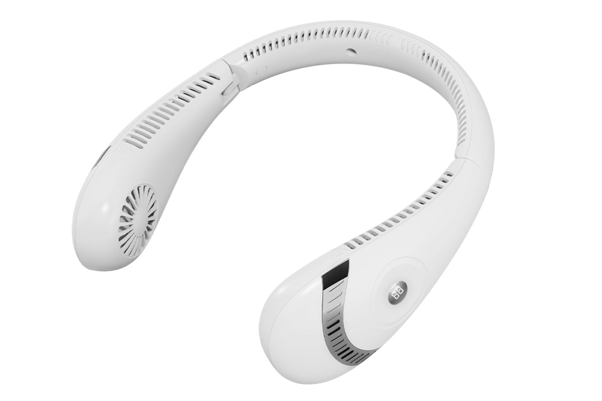 Portable Neck Fan Mini Bladeless Foldable Neck Fan USB Rechargeable 360 Degree Cooling Fan-White