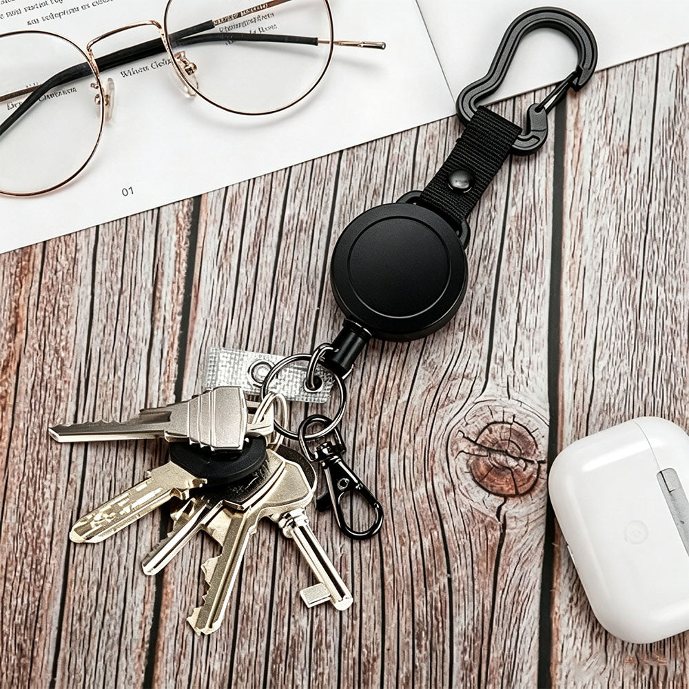 2Pcs Retractable Badge Reels with Carabiner and Adjustable Phone Lanyard