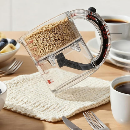 Adjustable 4-in-1 Measuring Cup with Scraper Base for Baking Cooking Use