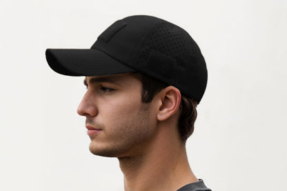 Baseball Cap Adjustable Size Golf Dad Hat with Glasses Holder-Black