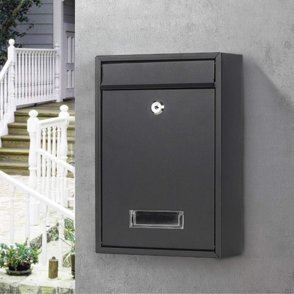 Wall Mounted Locking Mailboxes Key Lock Metal Mail Box Black