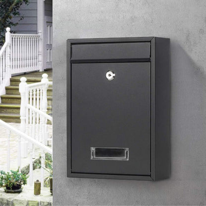 Wall Mounted Locking Mailboxes Key Lock Metal Mail Box Black