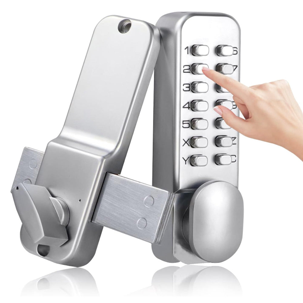 Mechanical Keyless Entry Door Lock Smart Code Combination Security Door Knob Silver
