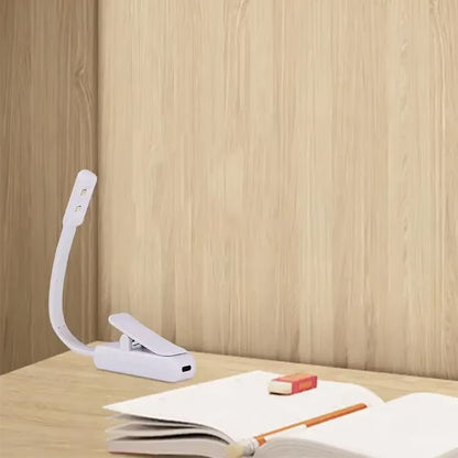3 Modes Brightness Adjustable Clip-On Reading Lamp Flexible Rechargeable LED Book Light White