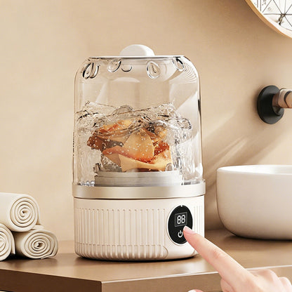 Portable Mini Washing Machine Rechargeable Small Clothes Washer for Travel Use-White