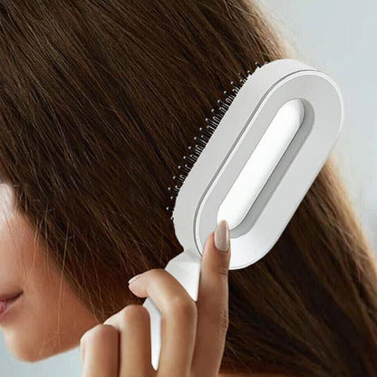 Self Cleaning Hair Brush with Holder Easy Clean Massage Hair Comb for for Thick Curly Long Hair