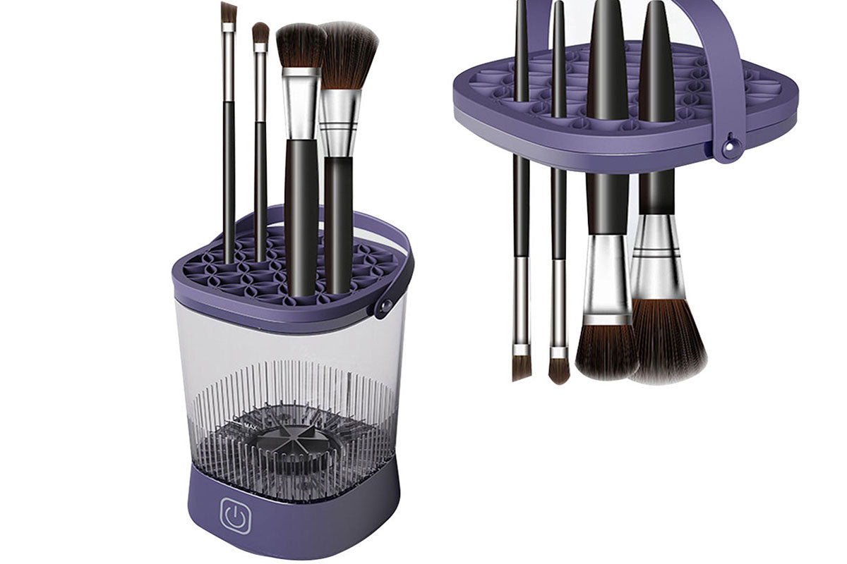 Water-Resistant Electric Makeup Brush Cleaner Automatic Brush Cleaner Dryer Tool-Purple