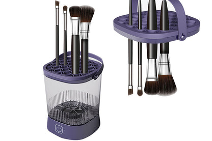 Water-Resistant Electric Makeup Brush Cleaner Automatic Brush Cleaner Dryer Tool-Purple
