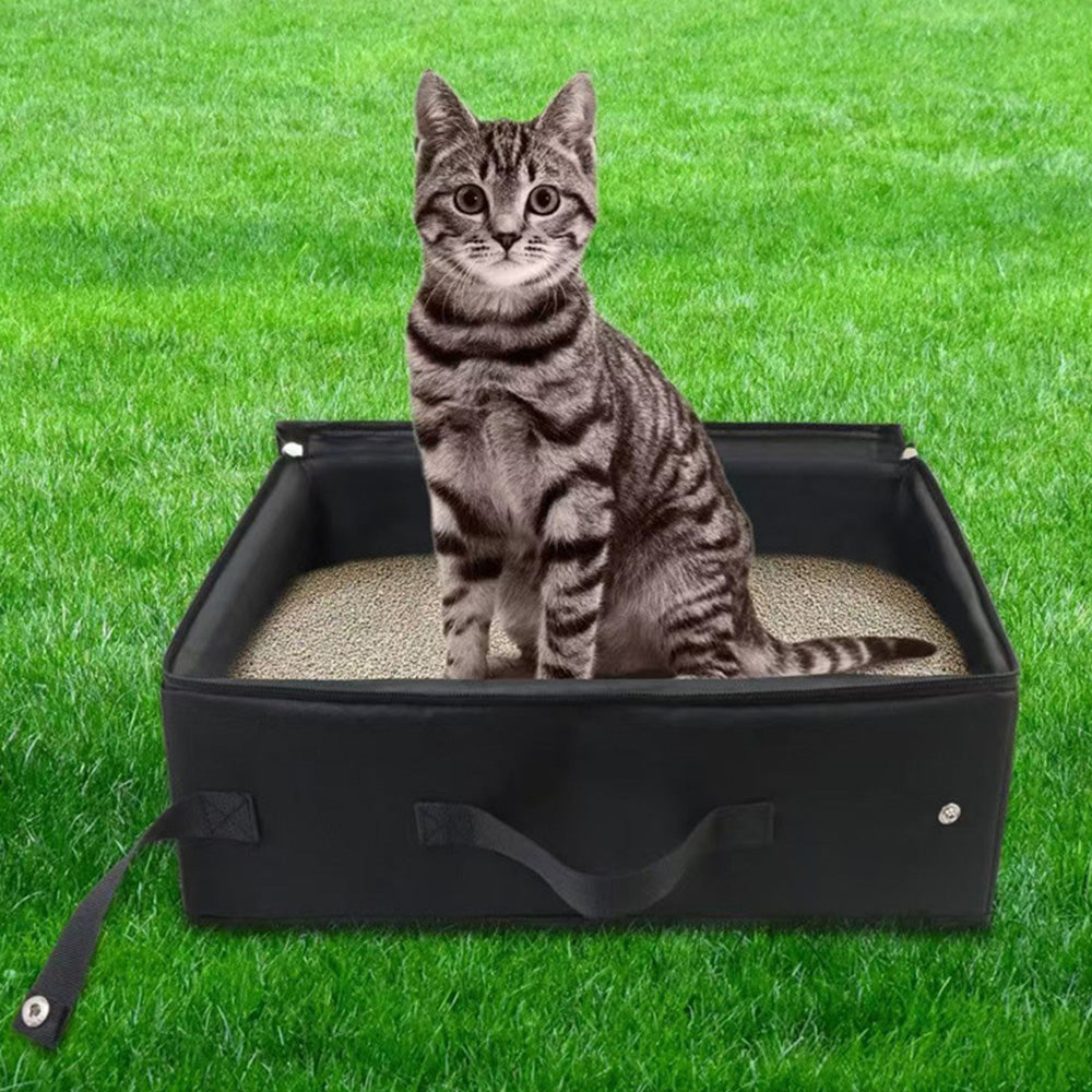 Portable Foldable Cat Travel Litter Box ââ‚?Waterproof & Easy to Clean Black