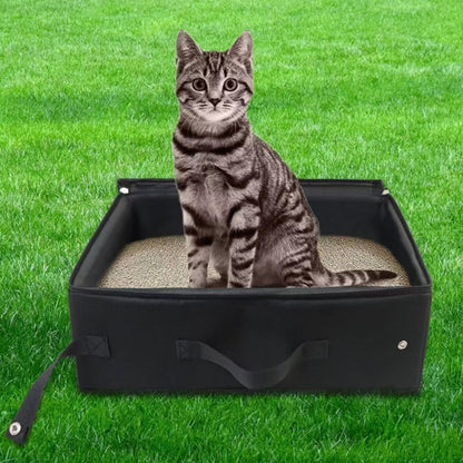 Portable Foldable Cat Travel Litter Box ââ‚?Waterproof & Easy to Clean Black