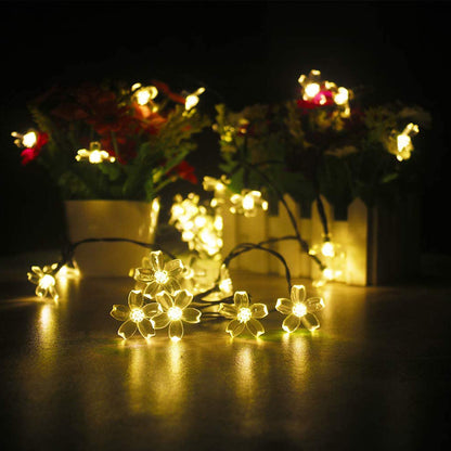 5m 50LED Cherry Blossom Solar String Light Indoor Outdoor Garden Light