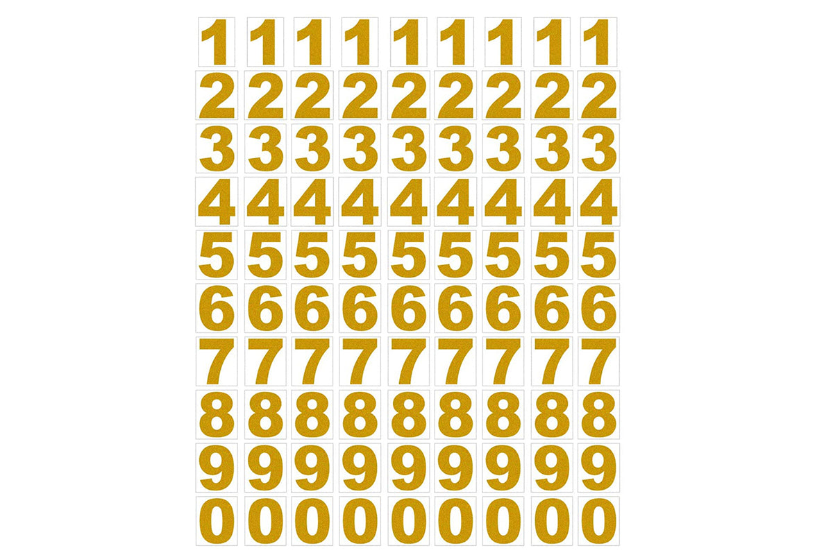 90Pcs Waterproof Reflective Number Stickers for Mailbox Bin Door Gold