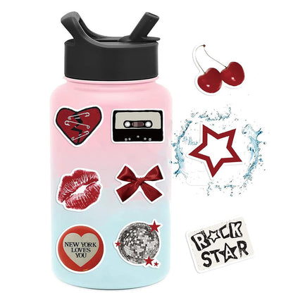 50 Pcs Aesthetic Downtown Girls Stickers Pack Vinyl Waterproof Stickers for Water Bottle Laptop