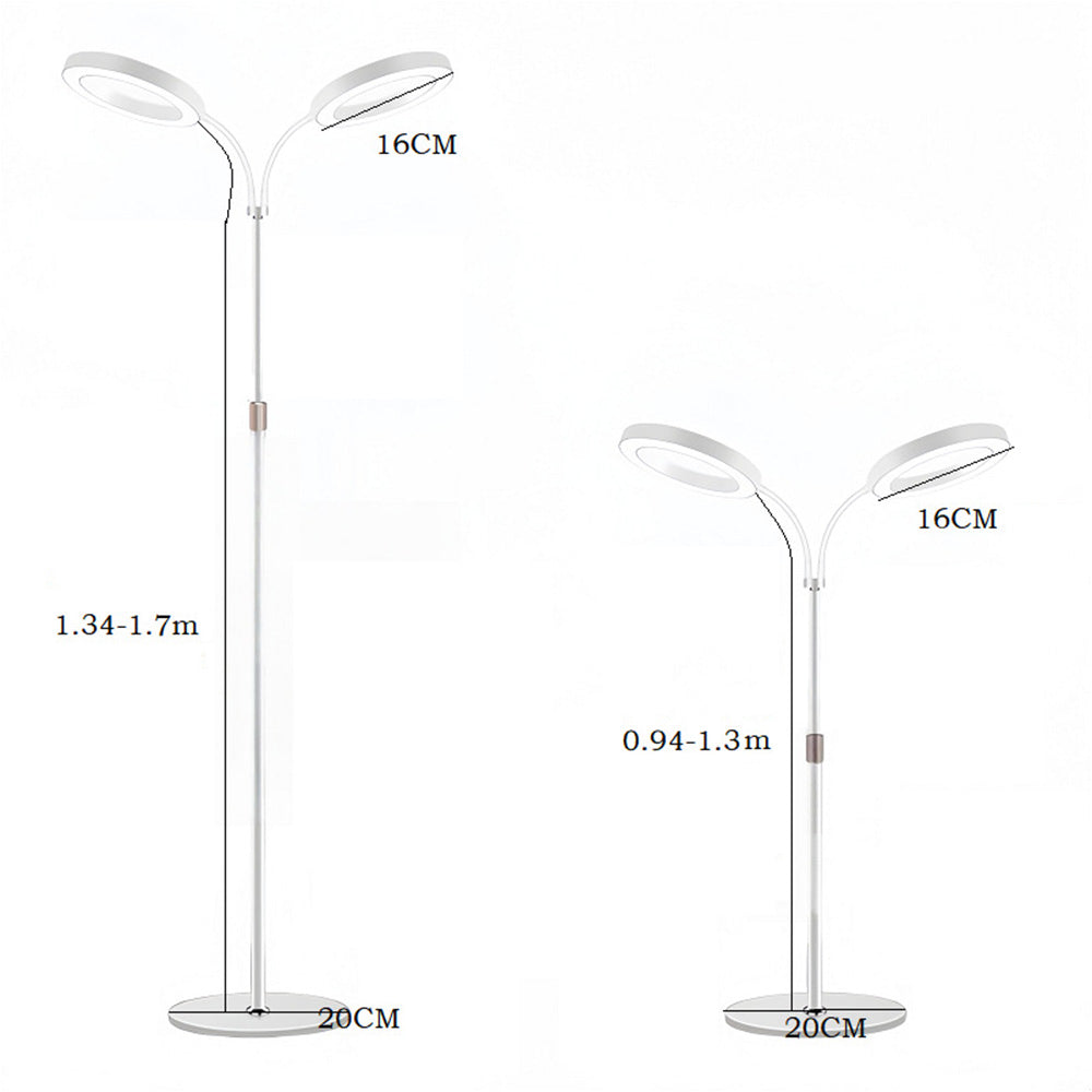 Dual Head Multi Color LED Plant Lamp with Stand-White