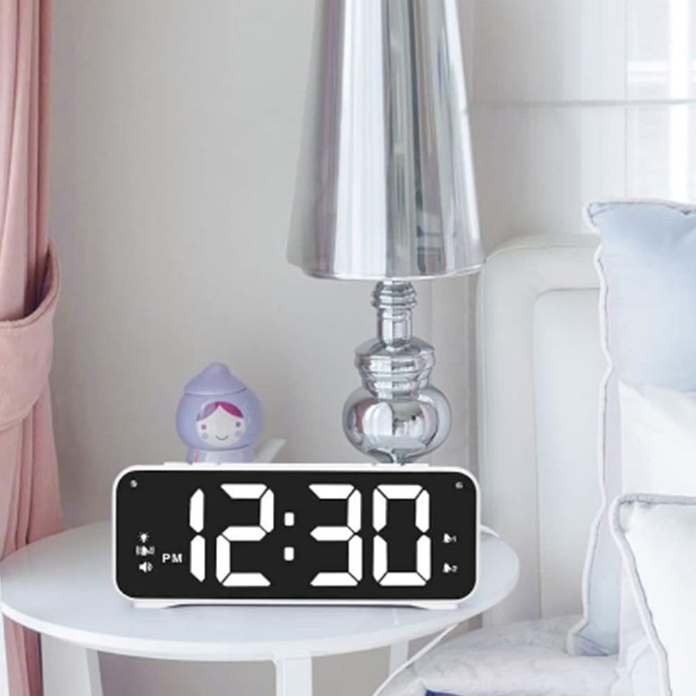 Digital Alarm Clock with Vibration Bed Shaker for Heavy Sleepers White