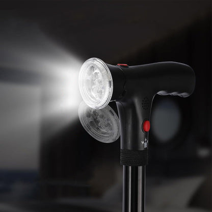 Walking Cane with LED Light Alarm Adjustable Dual Handles for Seniors and Adults