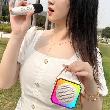 Mini Karaoke Machine with 2 Wireless Microphones Portable Bluetooth Speaker