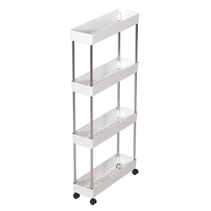 4 Tier Slim Rolling Storage Cart Bathroom Shelves Organizer for Kitchen Laundry